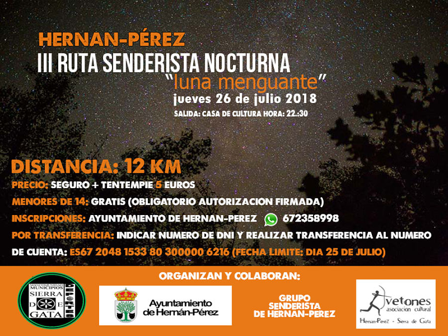 Pasear a la luz de la luna en Hernán-Pérez